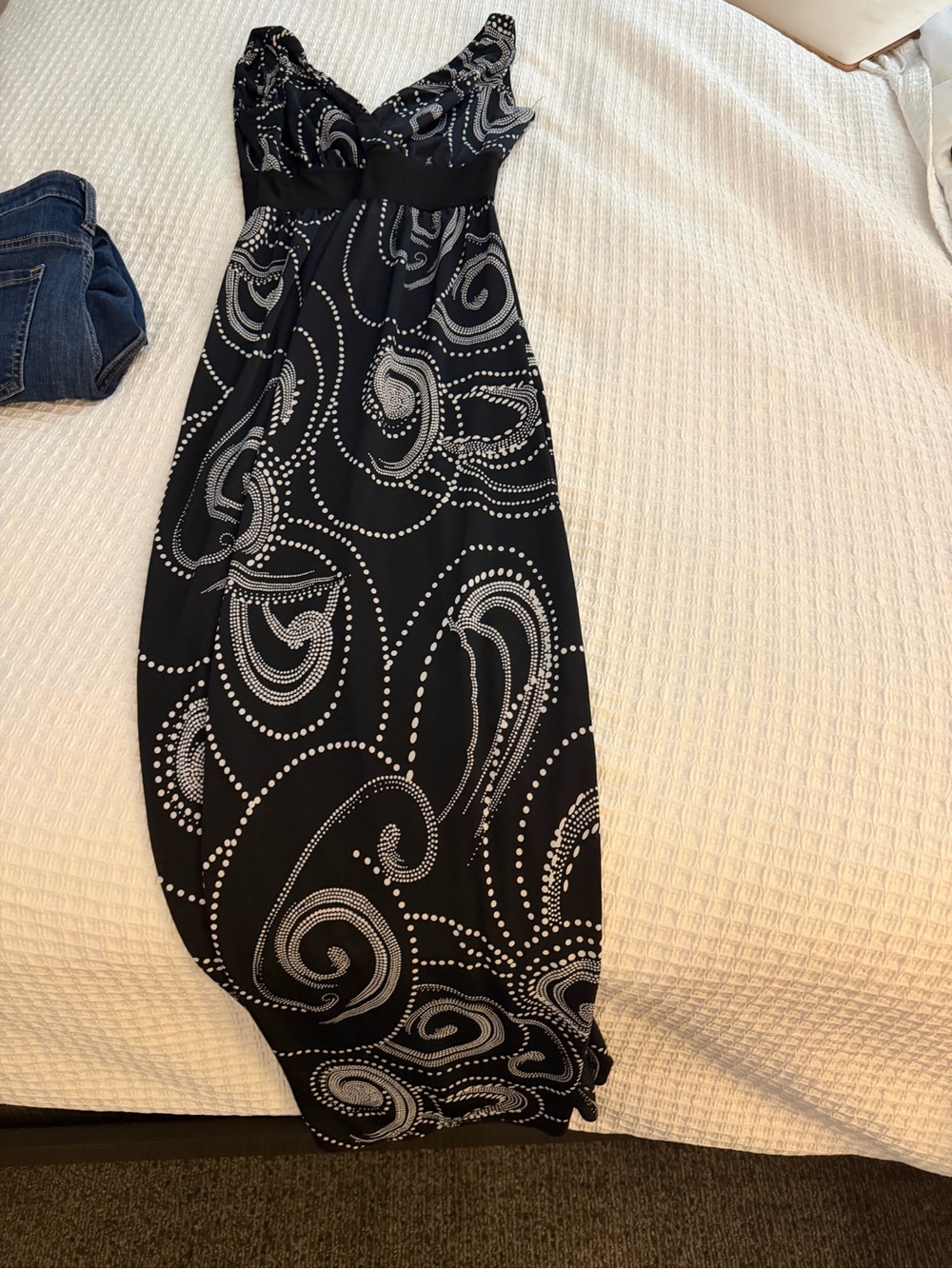 INC International Concepts Black Dress with White Swirl Print